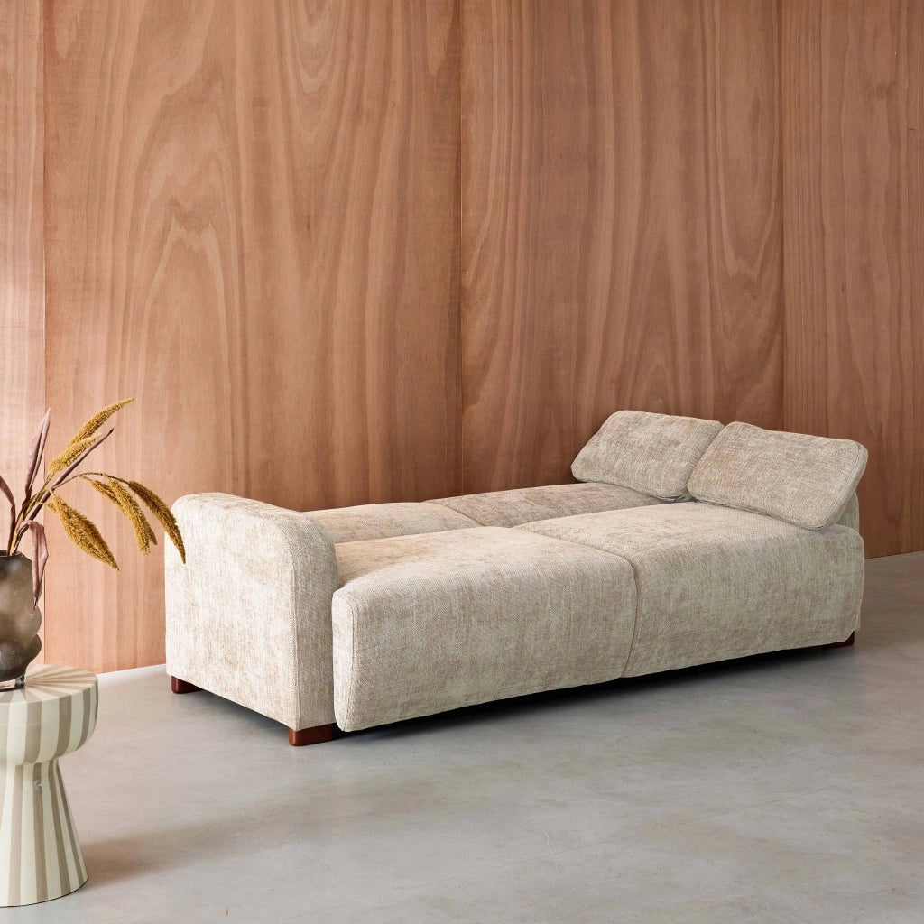 Divano letto in tessuto, 3 posti, beige
