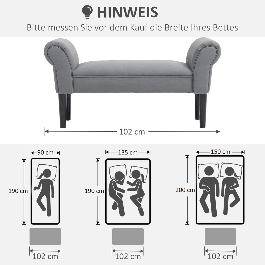 Panca letto imbottita ¨C Minimal ¨C Grigio 102x36x51 cm