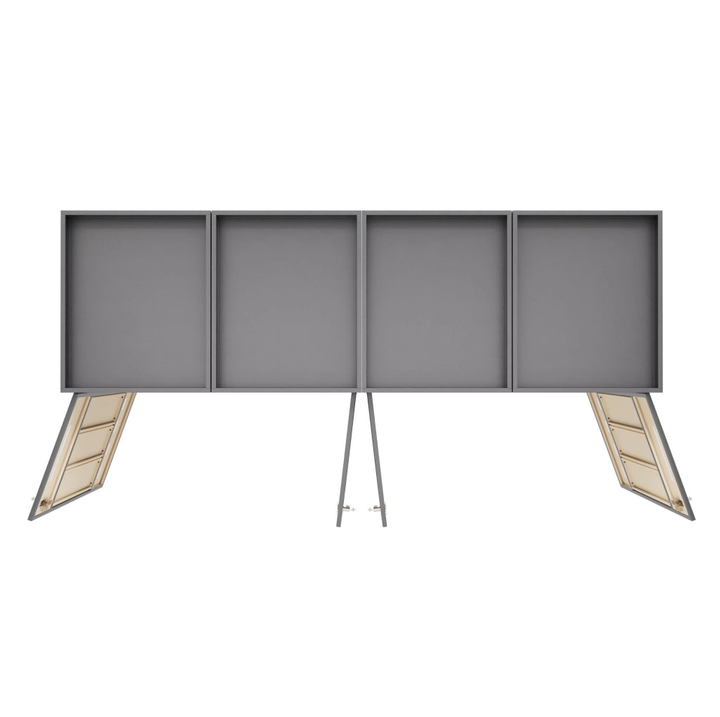 Contenitore per bidoni rifiuti 4 scomparti con copertura per piante, acciaio laminato a freddo, finitura effetto legno, capacità 120-240 L