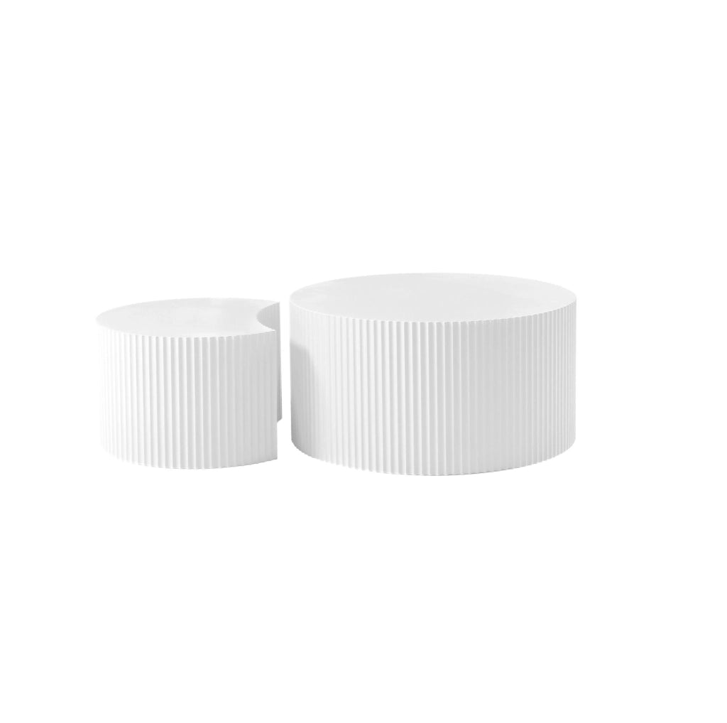 Set di 2 tavolini da caff¨¨ ?60/40 cm a incastro in MDF bianco