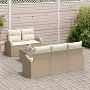 Set Divano da Giardino 6 pcs Beige e Crema polyrattan