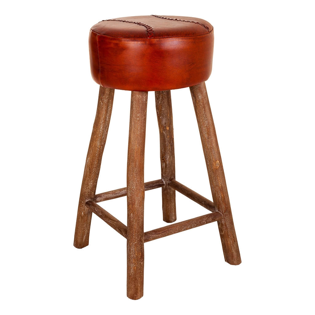 Sgabello in pelle rossa 41x41x78h