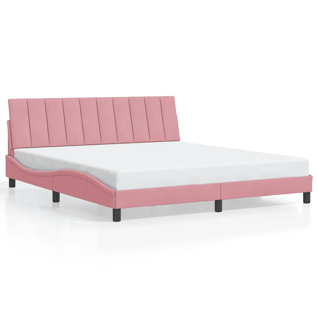 Giroletto senza Materasso-Struttura Letto Hanko Rosa 180x200 cm in Velluto