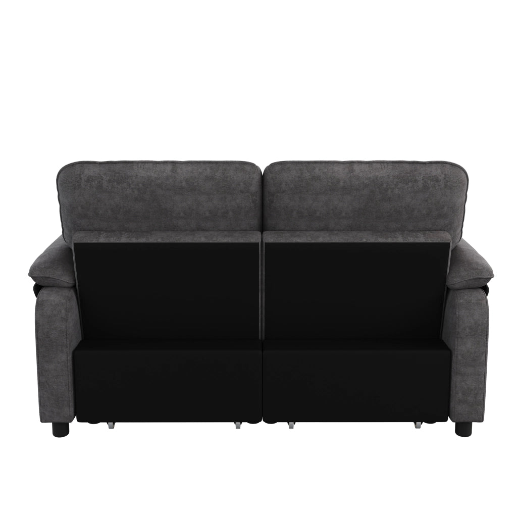 Divano letto 3 in 1 a 2 posti 142x90 cm con USB in ciniglia grigia