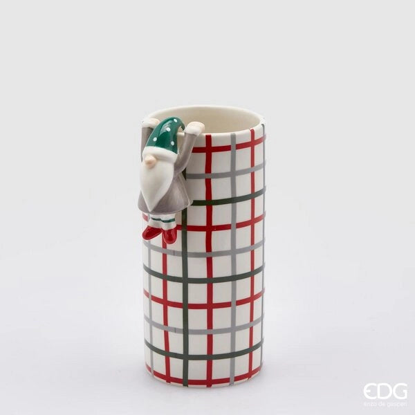 Vaso cilindrico Babbo Natale 20x9 cm