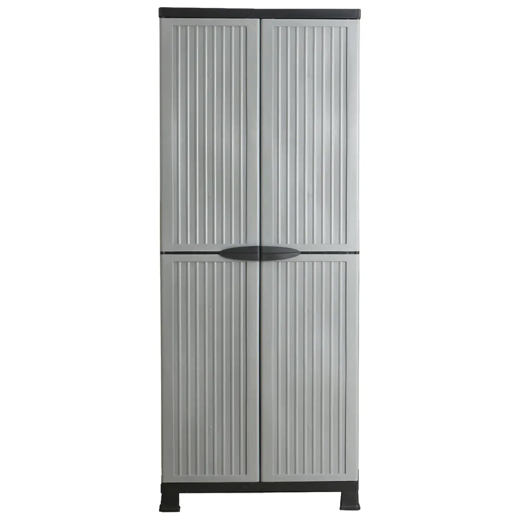 Armadio portaoggetti compatto 68 x 39 x 171 cm con 4 ripiani regolabili design moderno in plastica grigia 02_0046942