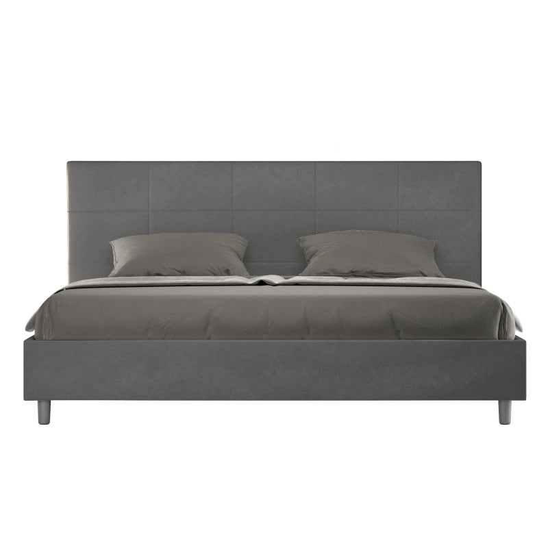 Letto imbottito Matrimoniale 190x190 cm Mika - Contenitore,Microfibra,Grigio
