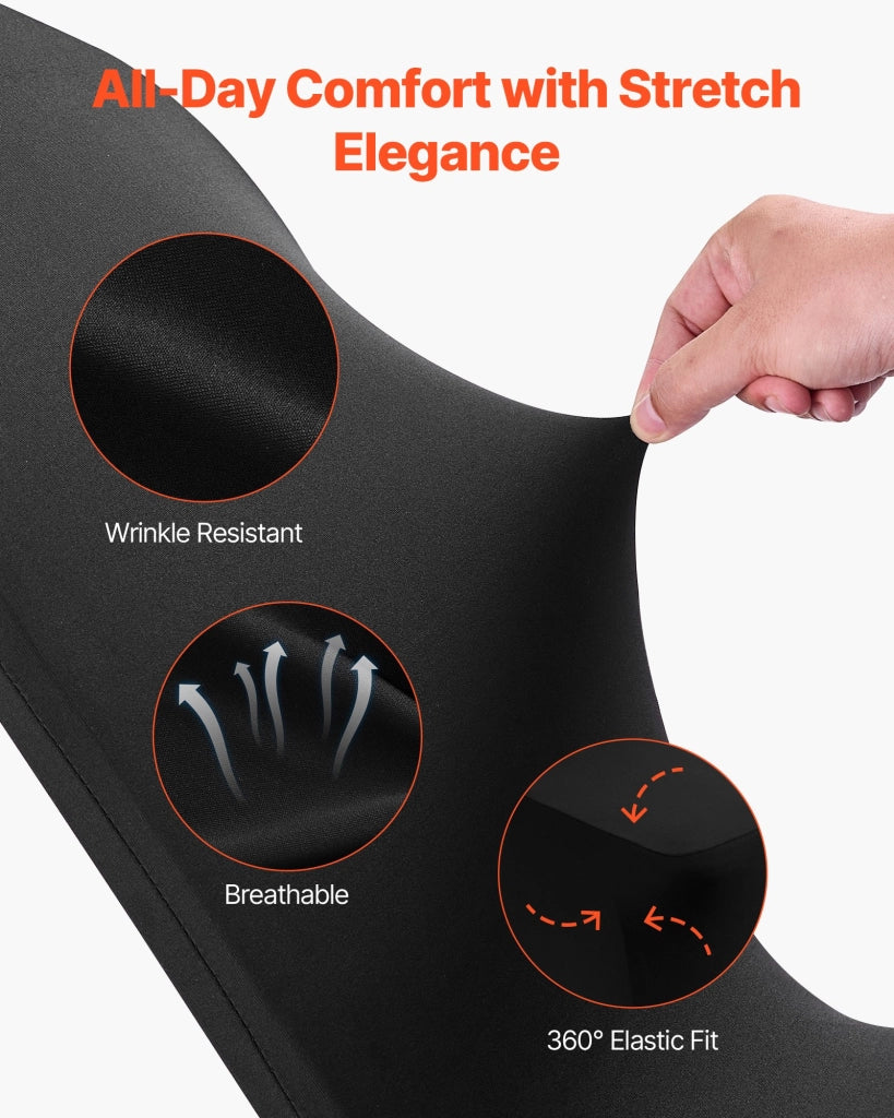 Set 150 Coprisedie Elasticizzati in Poliestere e Spandex, Nero, Rimovibili e Lavabili per Banchetti ed Eventi, 51 x 45 x 95 cm