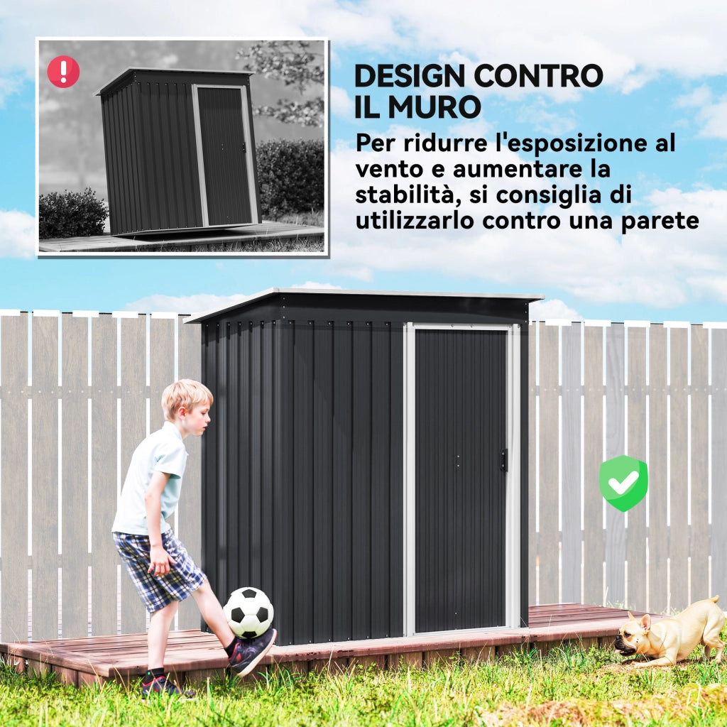 Casetta da Giardino in Acciaio ¨C Minimal ¨C 163x89x182 cm Nero