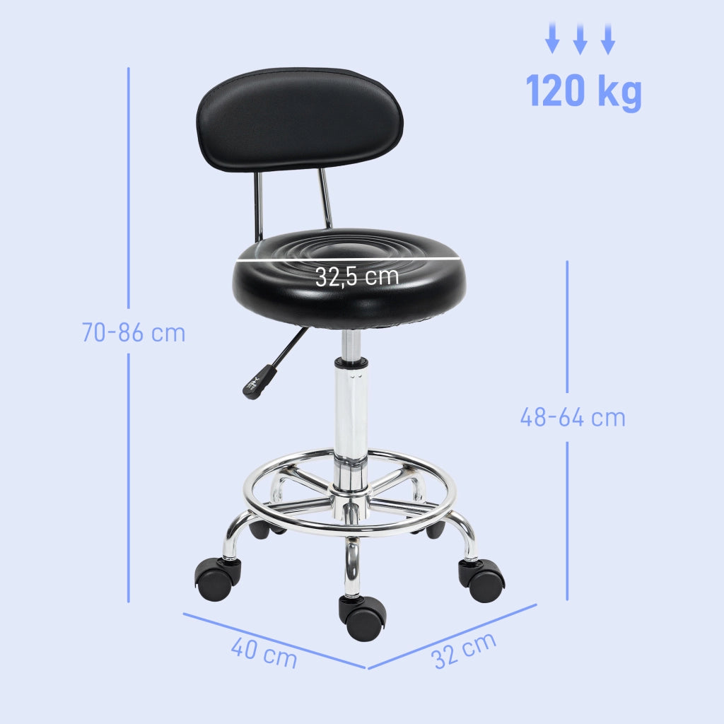 Sgabello girevole con schienale e altezza regolabile 70-86 cm ¨C Minimal ¨C nero