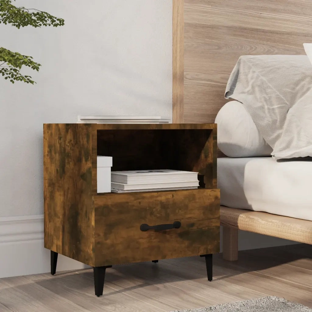 Comodini 2 pz-Set di 2 Tavolino da notte Rovere Fumo in Legno Multistrato 966606