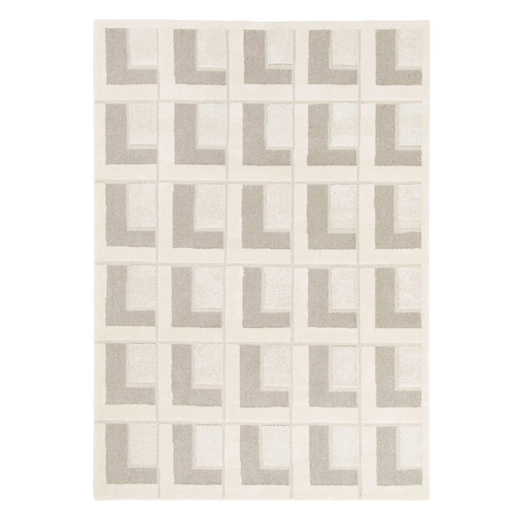 Tappeto da interno con motivi geometrici crema