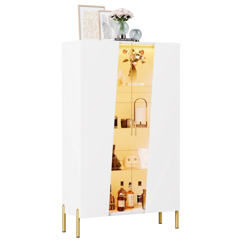 Vetrina bianca 72x40x145 cm con LED multicolore; 3 ripiani in vetro regolabili e MDF