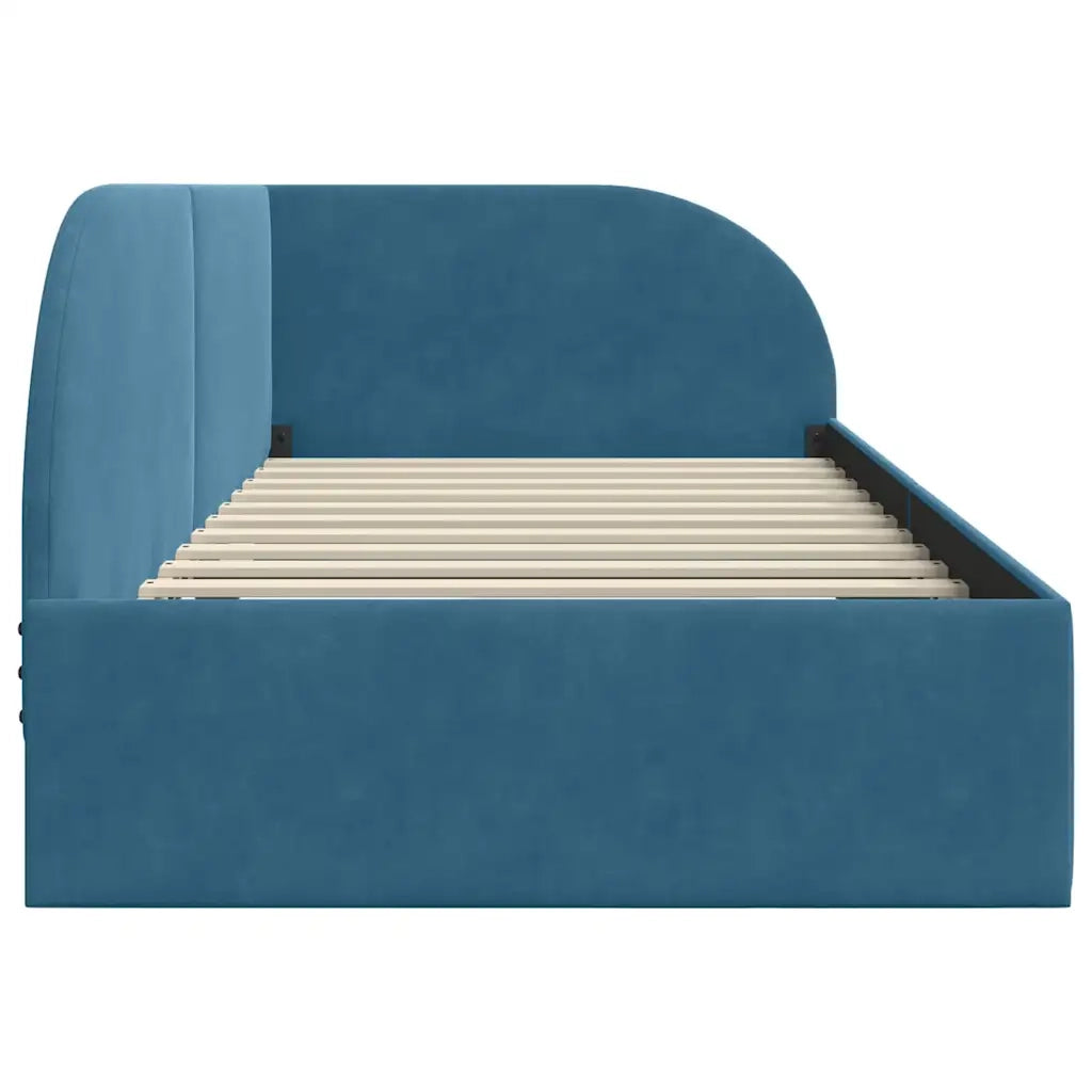 Cornice del letto ad angolo Blu 100 cm x 200 cm Velluto