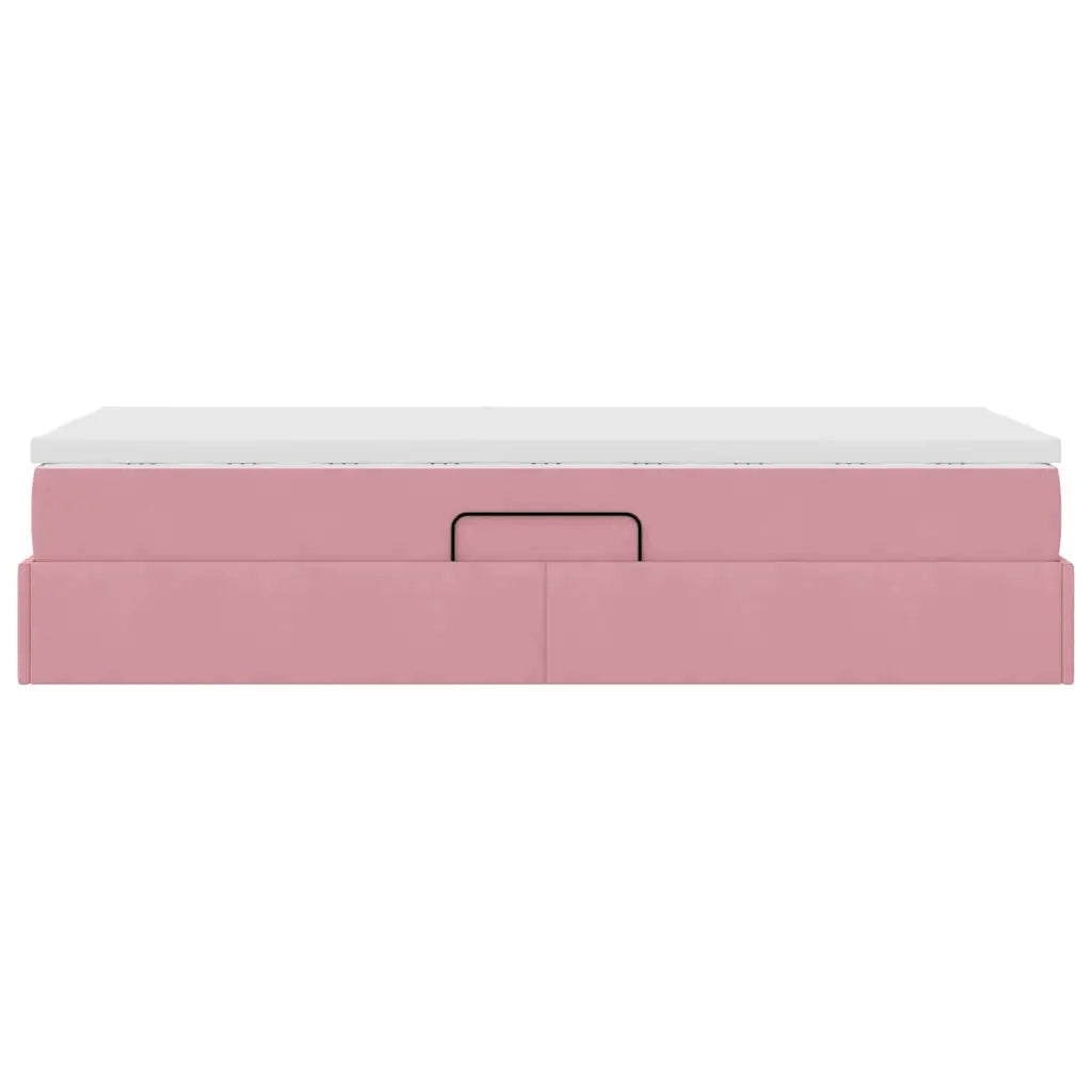 Letto con contenitore e materasso Rosa 90 x 200 cm Velluto 3370280