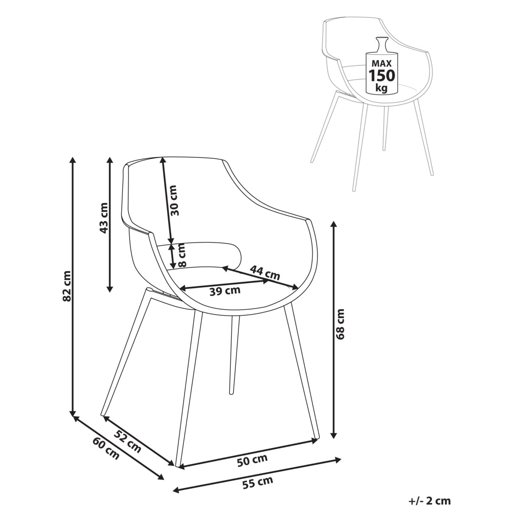 Set di 4 sedie da pranzo Bianco Seduta sintetica Gambe in metallo Seduta moderna semplice e minimalista