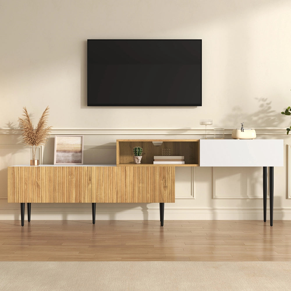 Mobile TV modulare - Xylo - Lunghezza regolabile bianco/legno