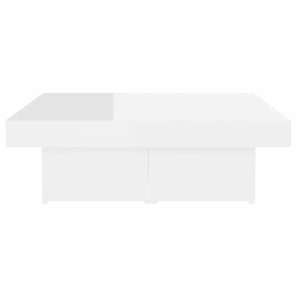 Tavolino da Salotto-Tavolino da soggiorno-Tavolo Bianco Lucido 90x90x28 cm Legno Multistrato