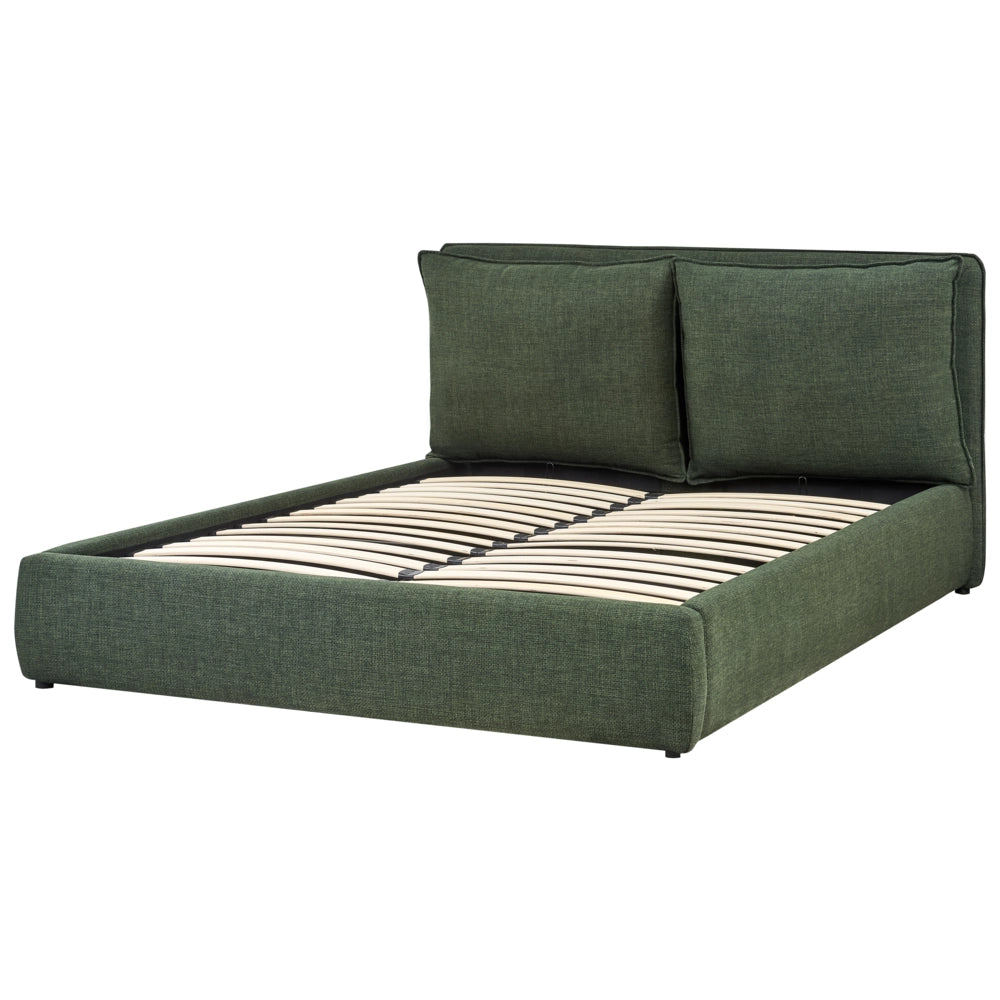 Letto matrimoniale in tessuto verde scuro con contenitore 160 x 200 cm camera da letto moderna