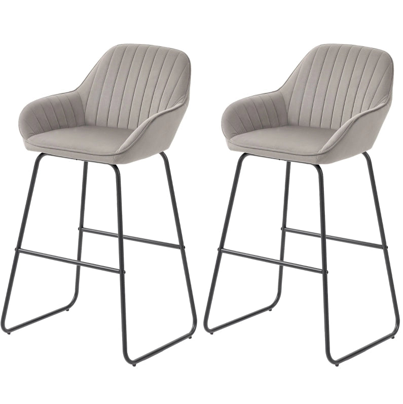 Set di 2 sgabelli da bar 50,5 x 53 x 96 cm in poliestere grigio con braccioli