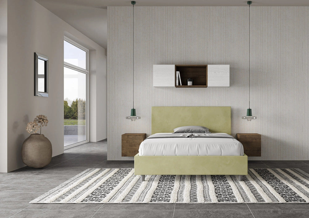 Letto Matrimoniale 160x190 cm con Rete e Contenitore Adele Tè Verde