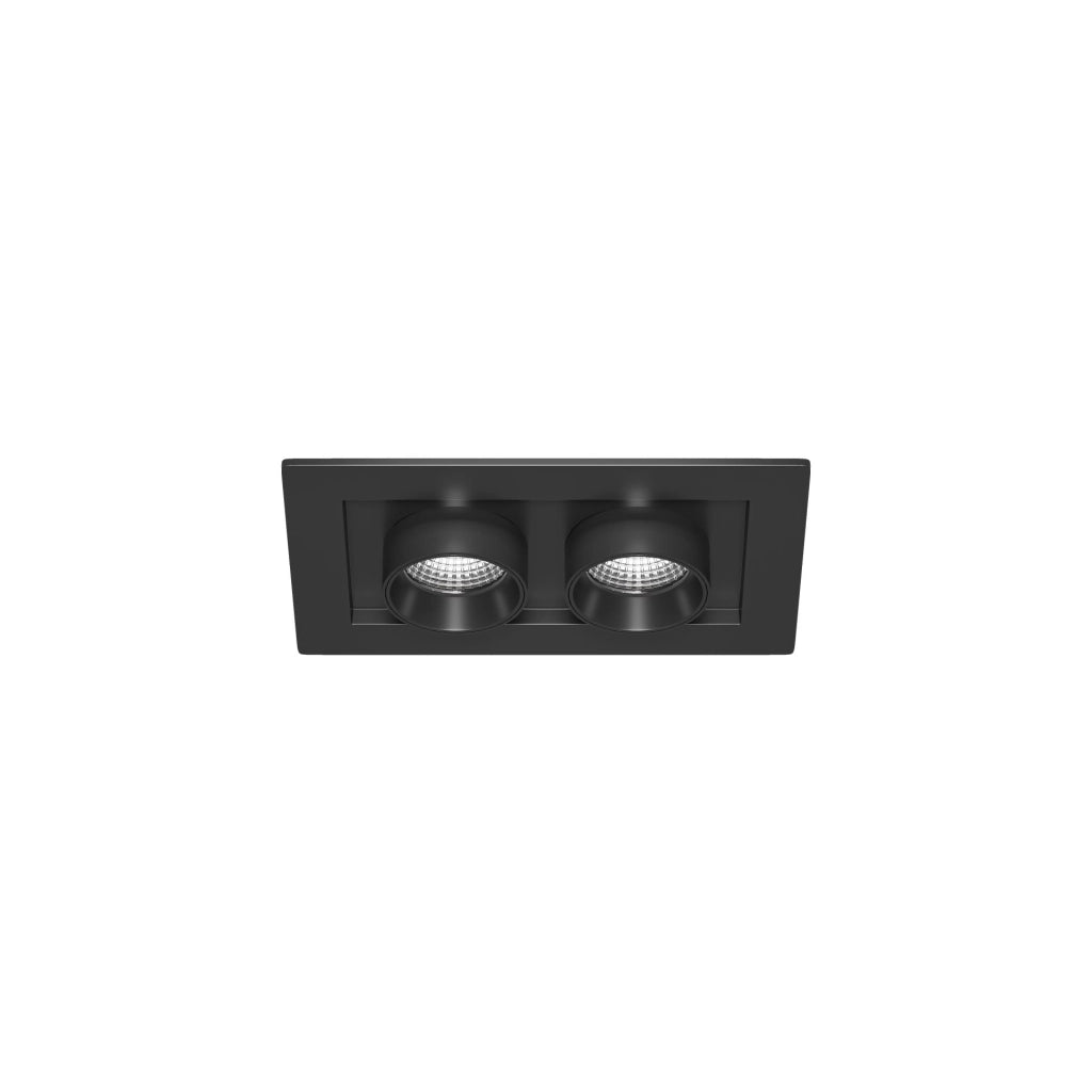 Mini Oxo Rect 2 Luci Faretto LED da Incasso 12W 42º CCT Switch 2700K/3200K/4000K Nero Opaco - Beneito & Faure Illuminazione Tecnica