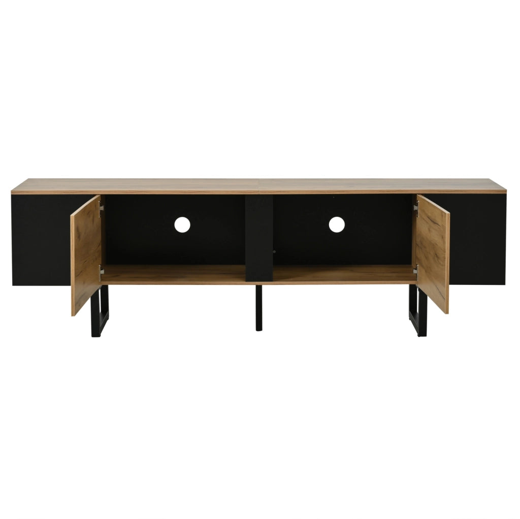 Mobile TV 180x40x55 cm con 2 ante e ripiani laterali in truciolare