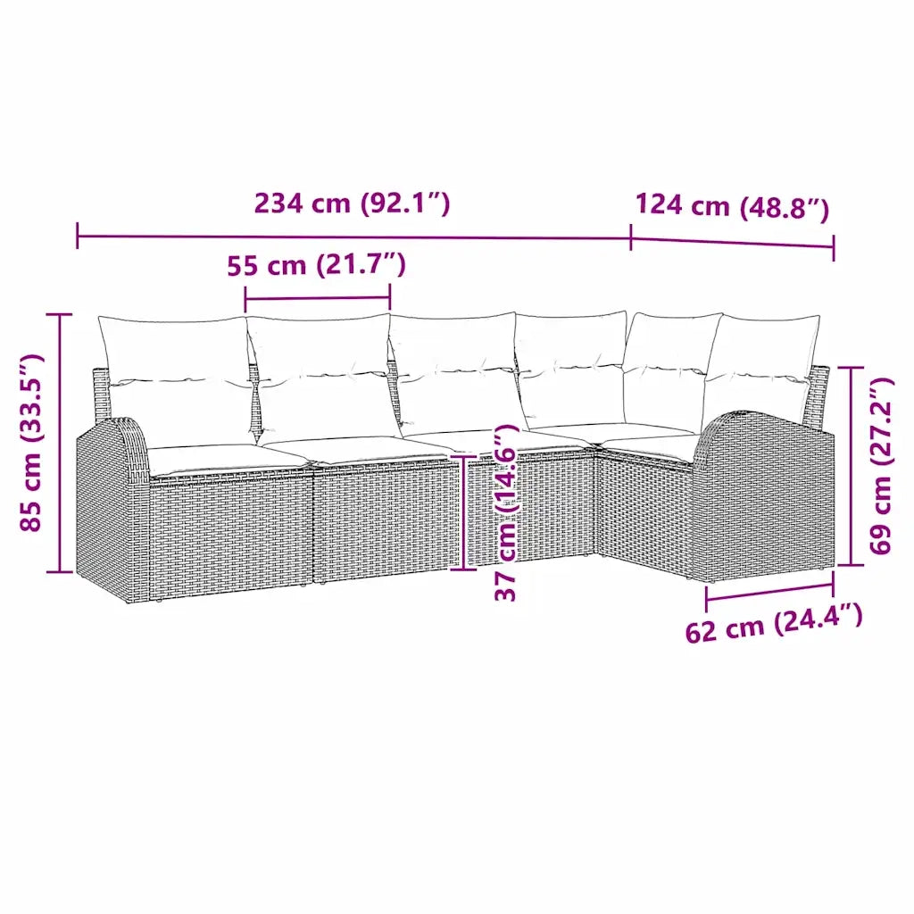 Set di divani con cuscino Grigio chiaro Poliestere