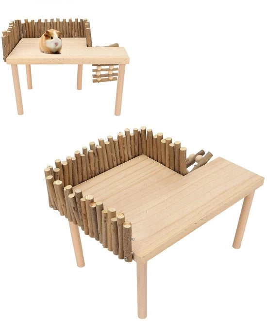 Piattaforma per hamster - Scala per arrampicata - Materiale naturale - Giocattolo - Accessori per gabbia - Adatto per piccoli animali domestici - 30 x 21 x 21 cm