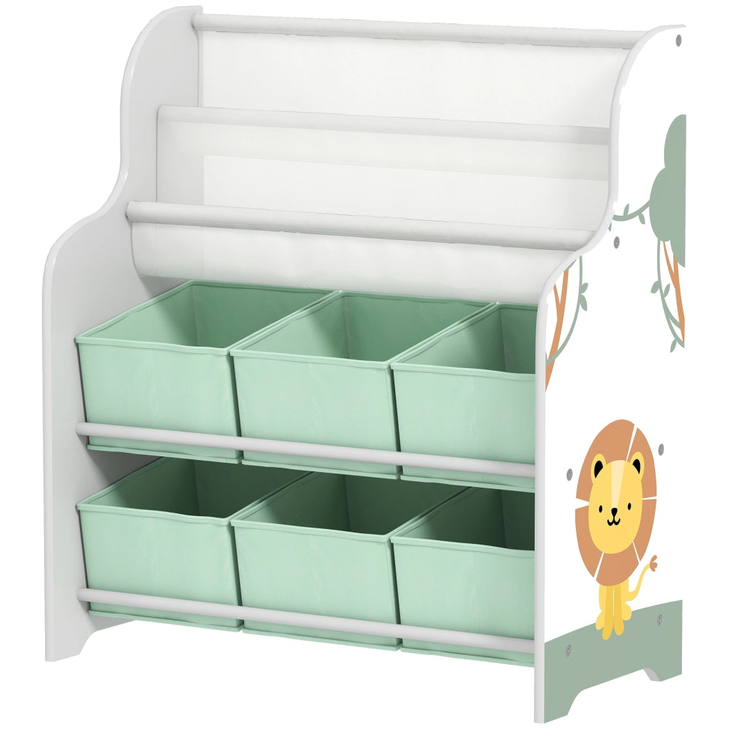 Cassettiera per bambini con 6 cassetti e scaffale ¨C zephmum ¨C 63x30x71 cm, verde