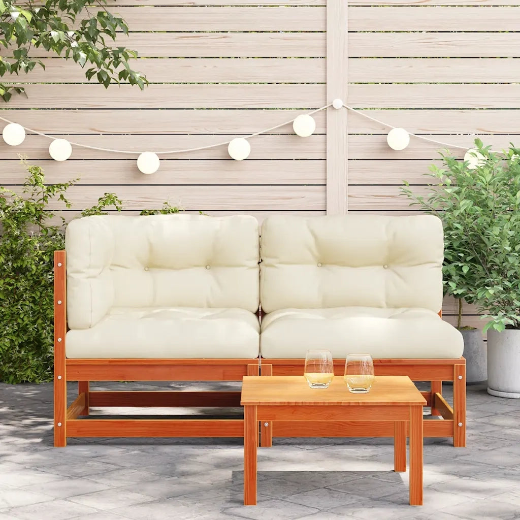 Divano Giardino con Cuscini 2 Posti-Sofa da Giardino-Divanetto da esterno Marrone Cera Massello Pino
