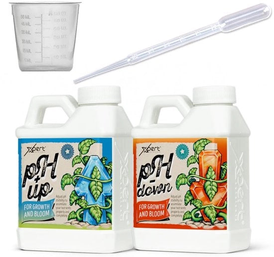 Regolatori di pH 2-in-1 - 250 ml pH Down - 250 ml pH Up - Pipetta - Misurino - Adatto per ogni tipo di substrato - Regolatore di pH Set