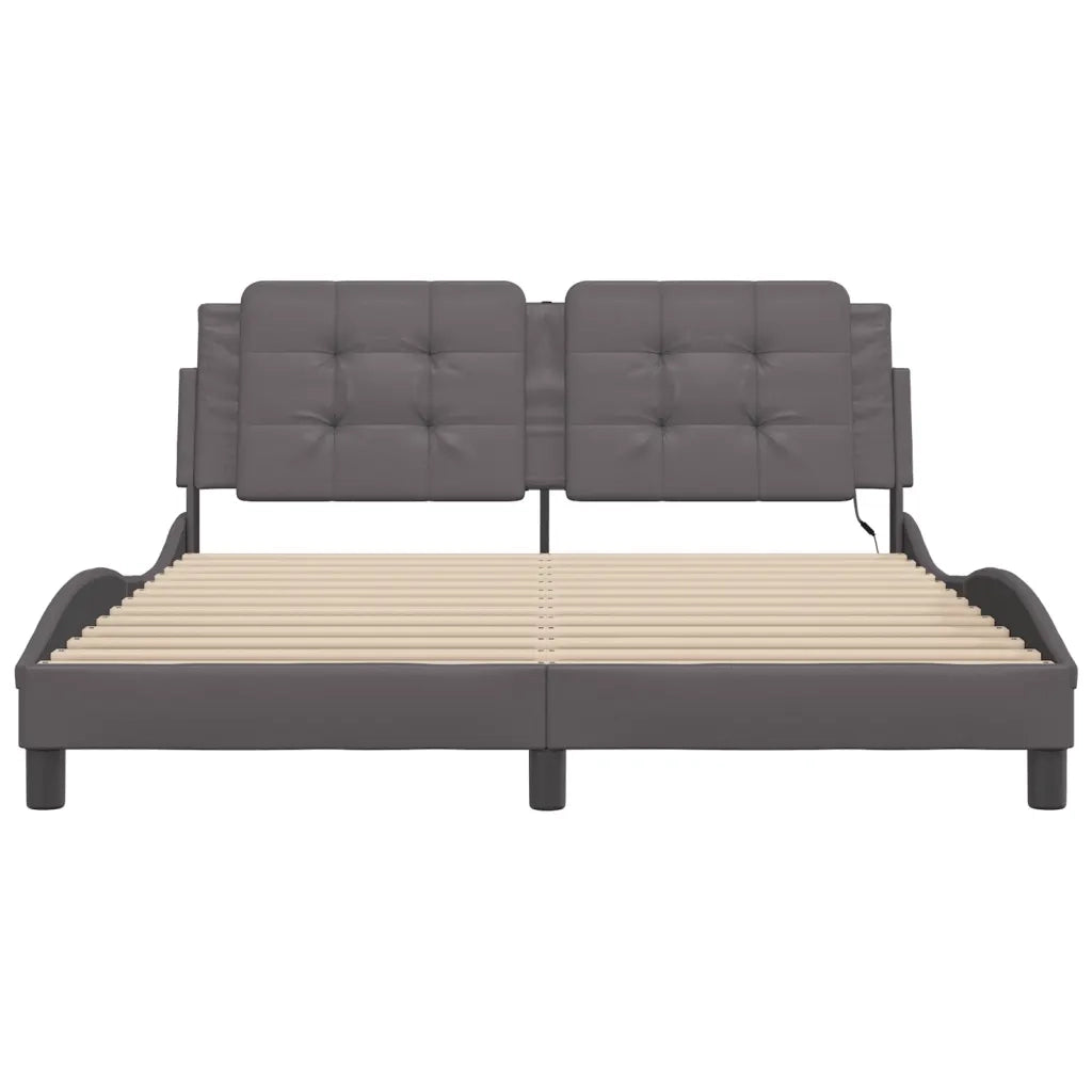 Letto matrimoniale | Letto per adulti | Giroletto con LED senza Materasso Zadar Grigio 160x200 cm