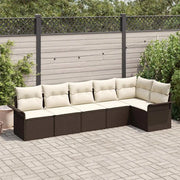 Set Divano da Giardino con cuscino 6 pcs Marrone Poly Rattan