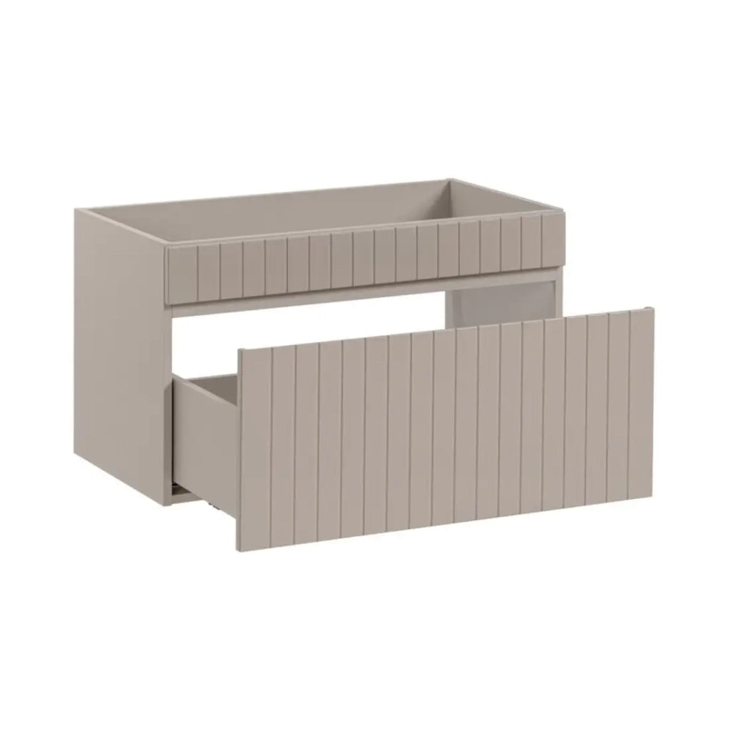 Set bagno ICON: mobile sottolavabo 80cm cachemire + piano per lavabo effetto legno