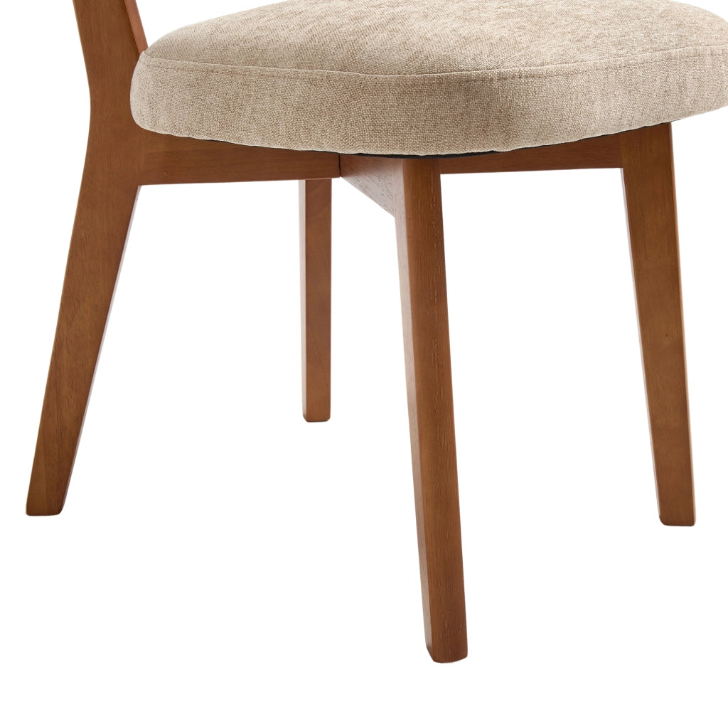 Set di 2 sedie da pranzo in legno massello con seduta imbottita; khaki