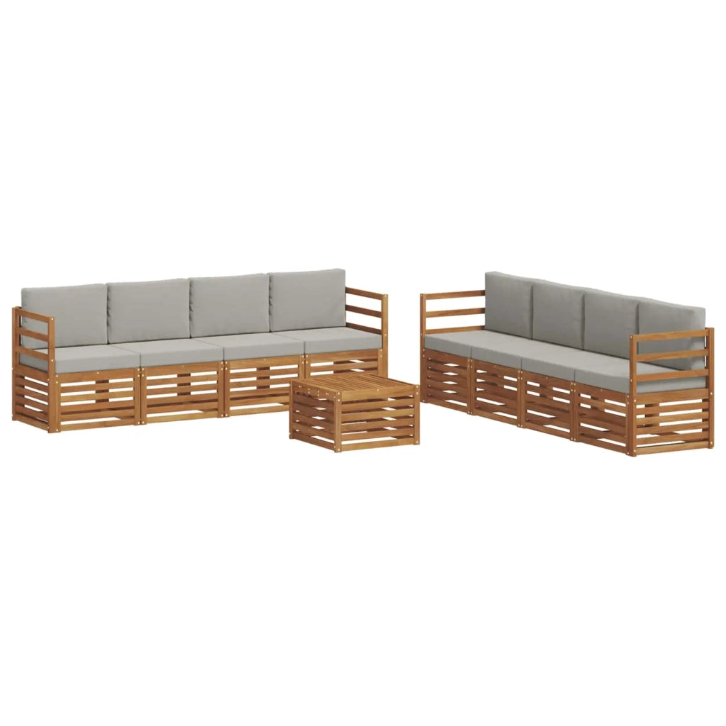 Set divani con cuscino 9 pcs Grigio Naturale e Chiaro 3374551