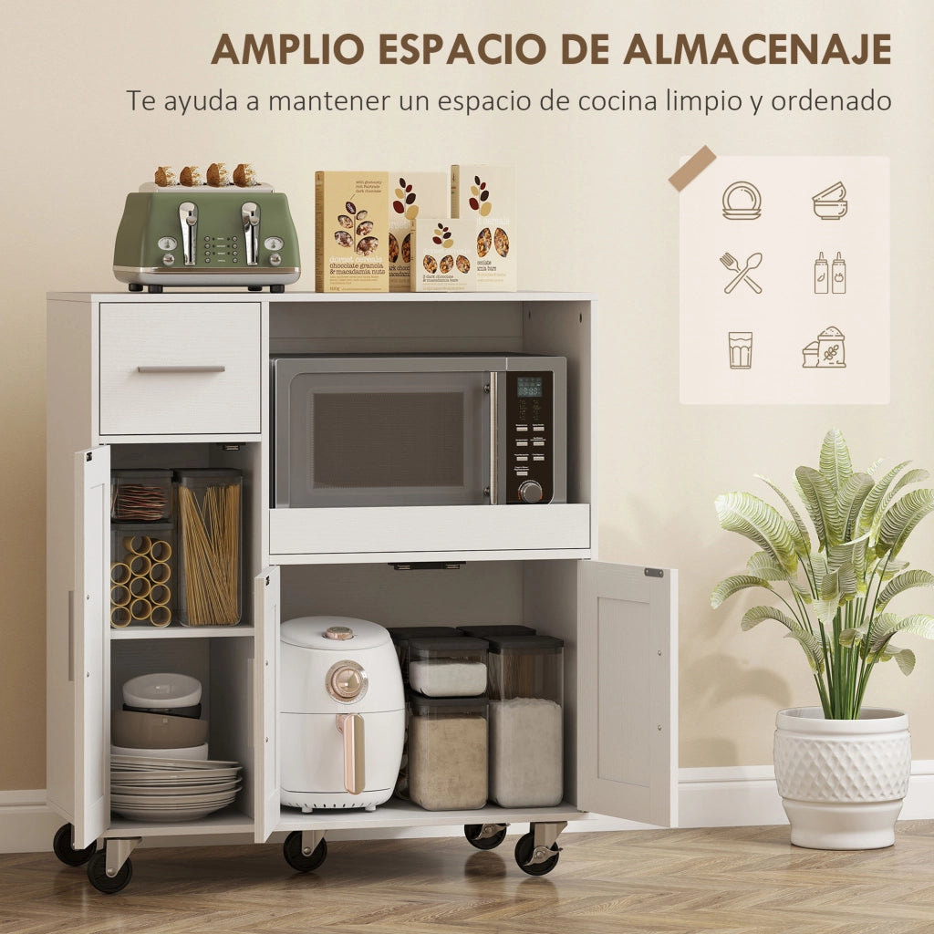 Carrello da Cucina con Ruote ¨C Xylo ¨C Bianco 80x40x88,7 cm