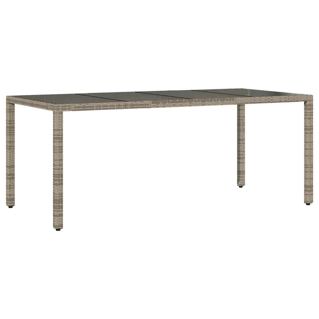 Tavolo da Giardino Piano in Vetro Grigio 190x90x75cm Polyrattan 365594