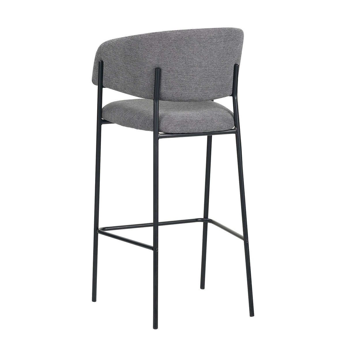 Set Da 2, Sgabelli Brigitte Tessuto Cenere Gambe Nere