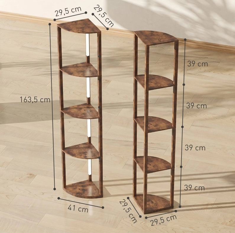 LAMPADA DA TERRA LED Dimmerabile con 5 Ripiani 41x29,5x163,5 cm Marrone Rustico