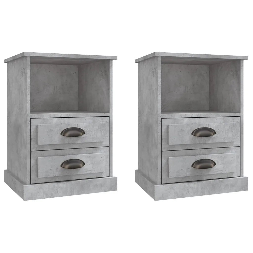Set di 2 Comodini | Armadio da Notte | Mobiletto da notte Grigio Cemento 43x36x60 cm