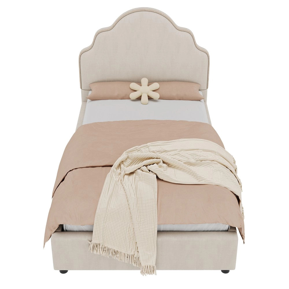 Letto imbottito singolo ¨C Minimal ¨C beige tessuto 90x200cm