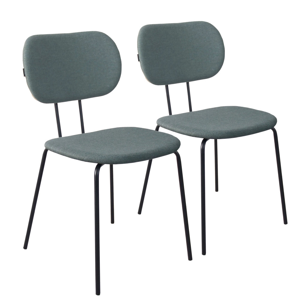 Oviala - Set di 2 sedie di design in acciaio e legno verde scuro