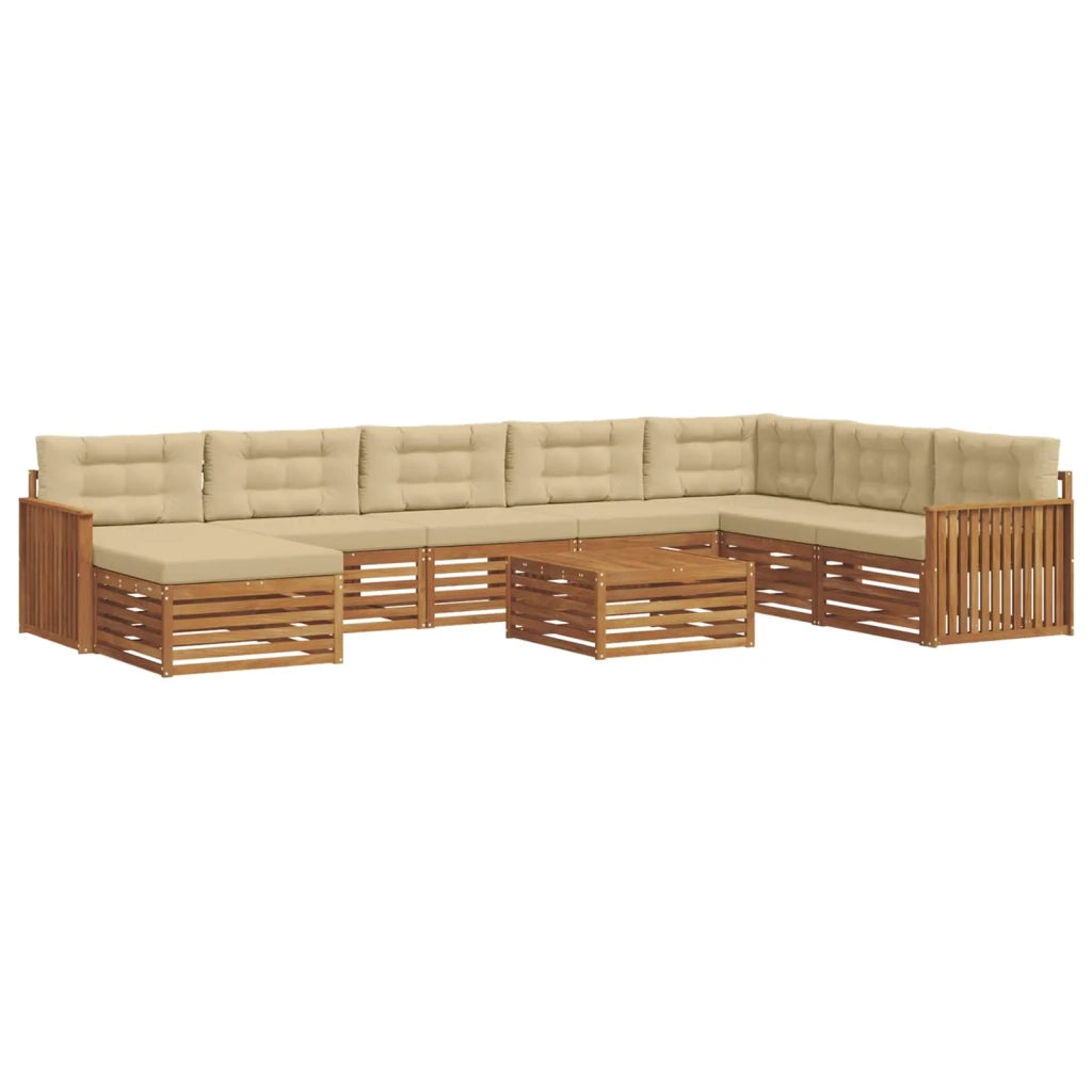 Set di divani da esterno con cuscino 9 pcs Naturale e Beige 3373978