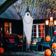Decorazione fantasma animata per Halloween da appendere con occhi rossi suoni e attivazione al tocco e ai rumori