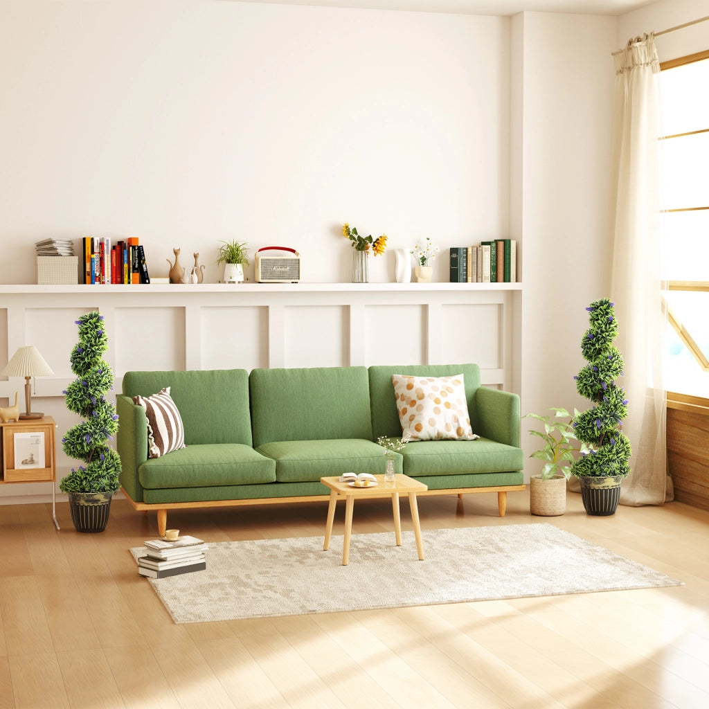 Set Piante Finte Bosso a Spirale e Lavanda ¨C Minimal ¨C Verde e Blu 115cm