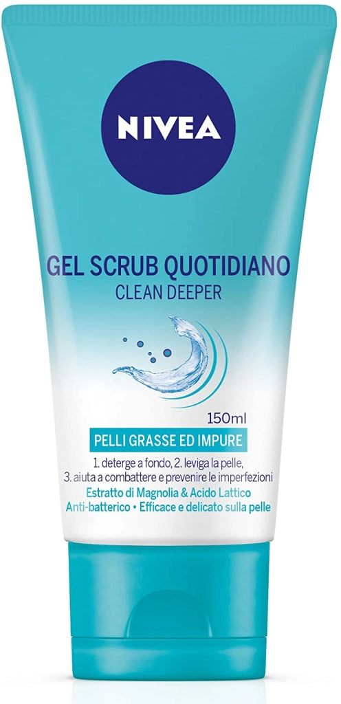 NIVEA GEL SCRUB QUOTIDIANO DA 150 ML CLEAN DEEPER PER PELLI GRASSE E IMPURE