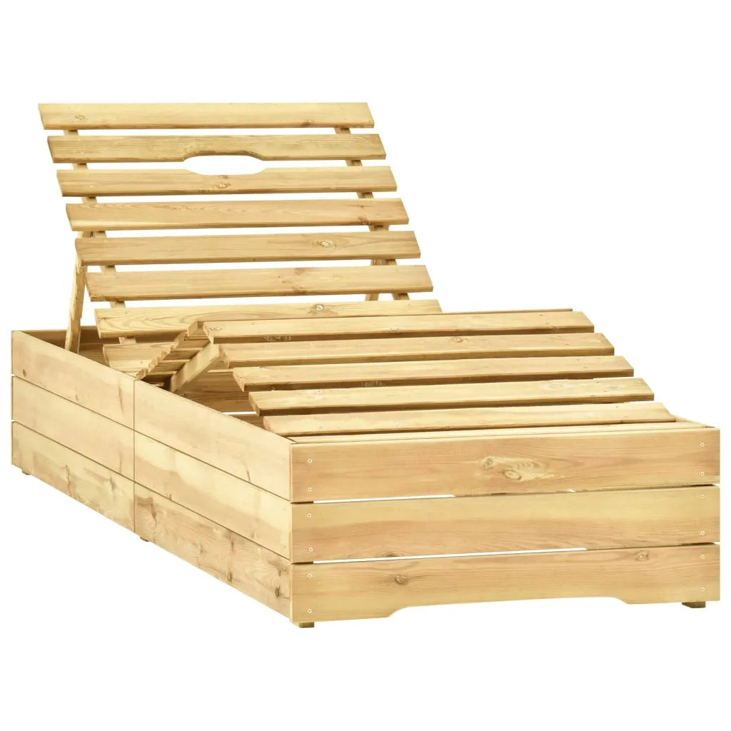 Lettino Prendisole | Sdraio da giardino | Lettino da sole da Giardino con Tavolino Cuscino Legno Pino Impregnato