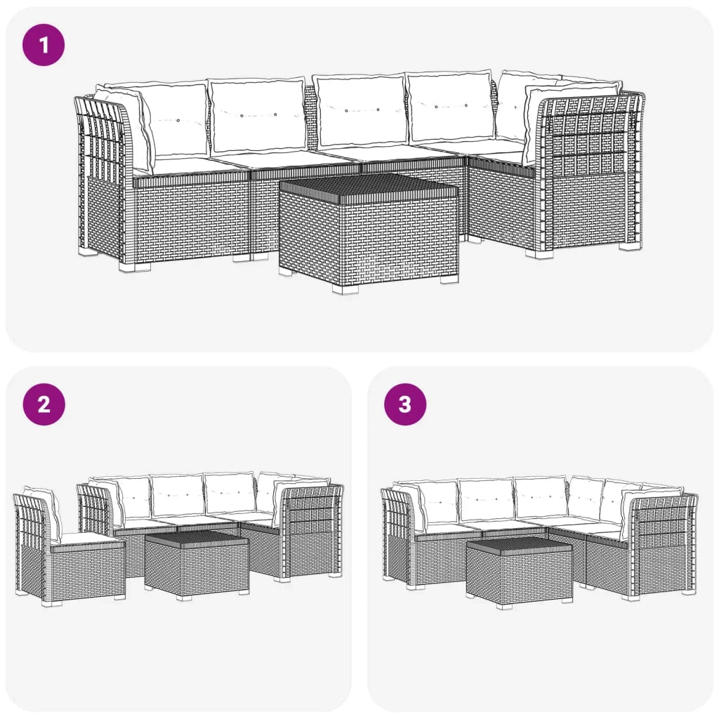 Divano da Giardino 5 Posti con Cuscini Stile Rattan PP 3444098